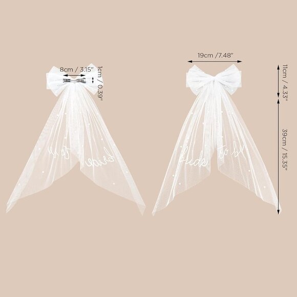 🆕 Women White Clip Bachelorette Party Decorations Pearl Bow Accessories - Picture 5 of 9